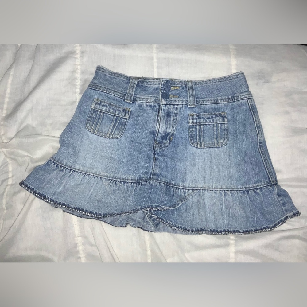 Nwot Faded Glory Vintage Y2K Denim Pleated Jean Skirt/Skort Girls Size 12 Reg
